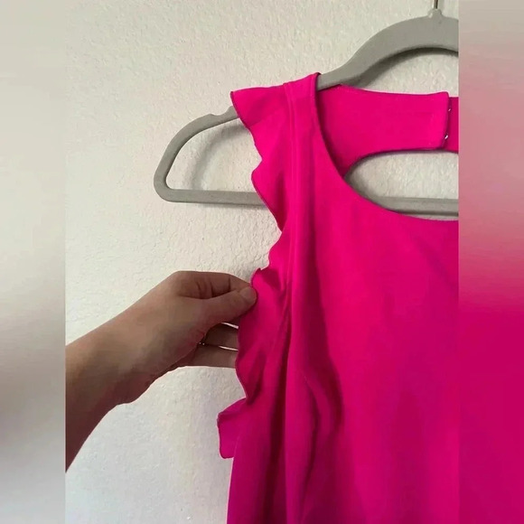 JayGodfrey Fuchsia Ruffle Fit & Flare Mini Dress Women’s Size 10 - Picture 7 of 16